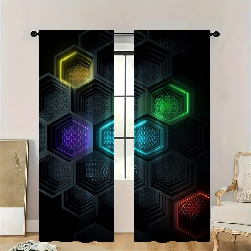 Cortinas geométricas modernas  - Office Tech Room reseña y precio